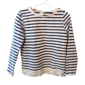 Carter's Girls Blue and White Long Sleeve Striped Tee Cotton Size 6